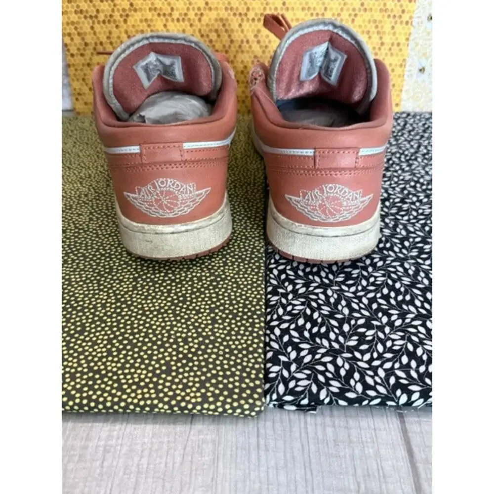JORDAN SNEAKERS WITH BOX ( WHITE AND CORAL SIZE 9 )
